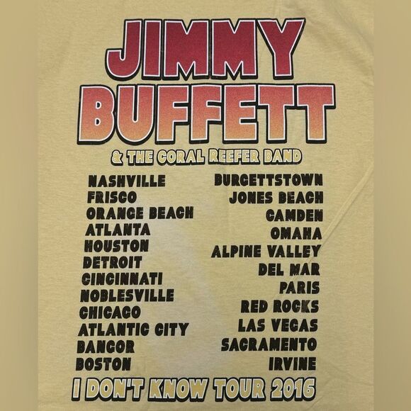 Jimmy Buffet & The Coral Reefer Band 2016 I Don’t Know Tour Shirt - Picture 6 of 10